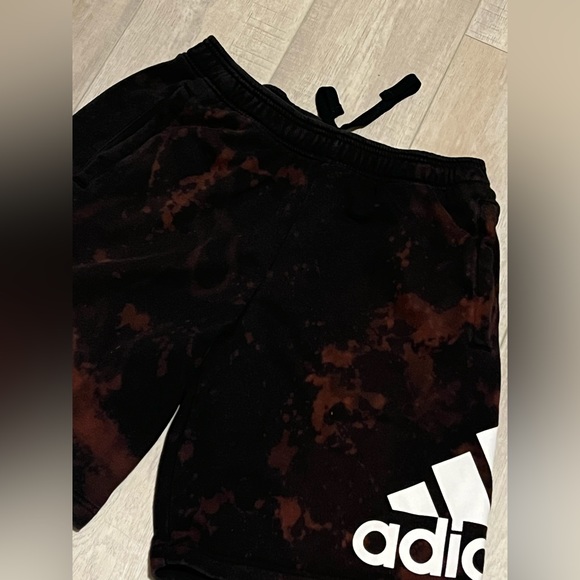 ✨SALE✨Adidas Shorts Mens LARGE Black TieDye Fleece Sweat Elastic Drawstring - Picture 5 of 12